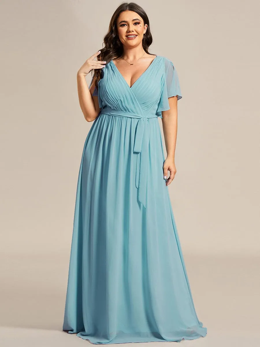 Flowy Pleated A-Line Chiffon Tie-Waist Bridesmaid Dress