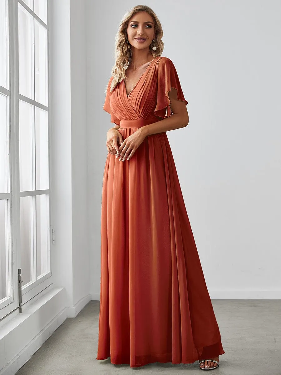 Flowy Pleated A-Line Chiffon Tie-Waist Bridesmaid Dress