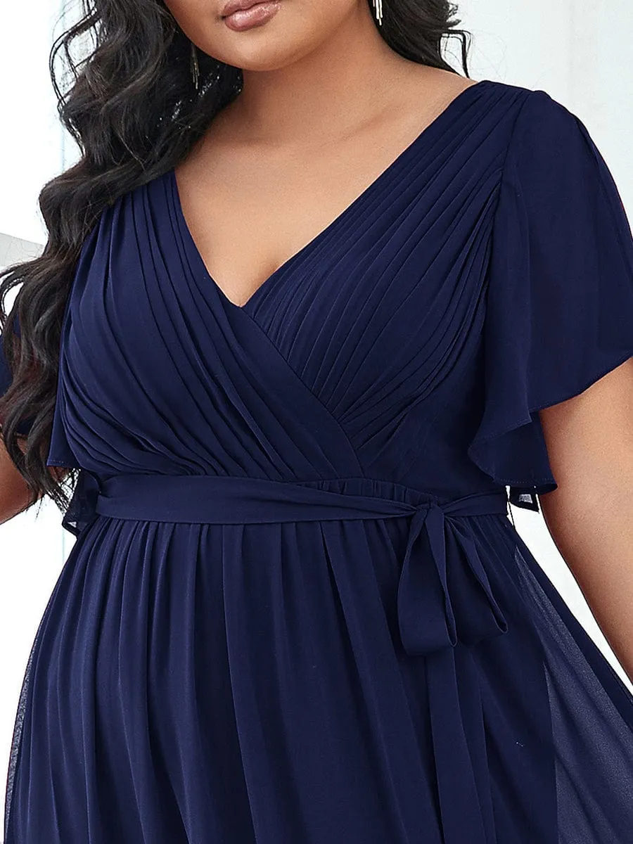 Flowy Pleated A-Line Chiffon Tie-Waist Bridesmaid Dress