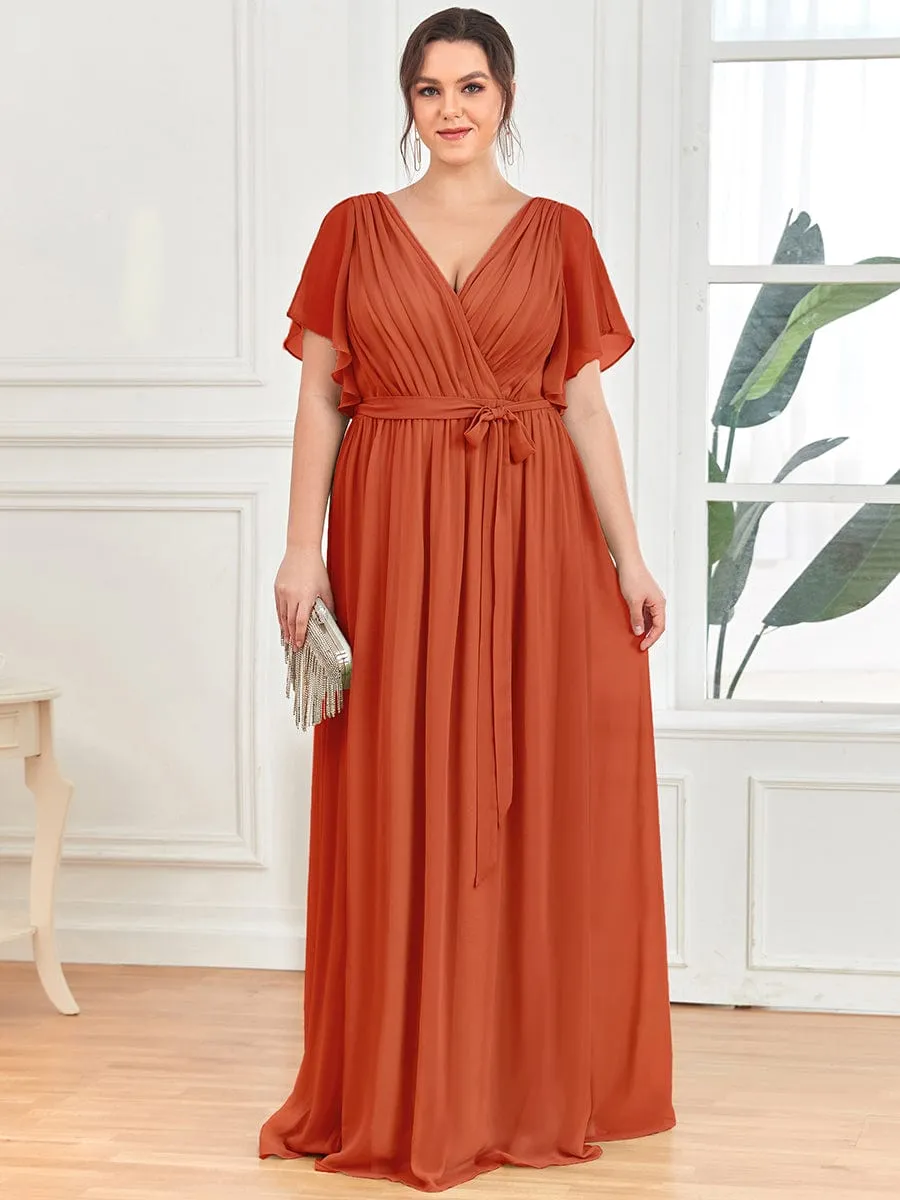 Flowy Pleated A-Line Chiffon Tie-Waist Bridesmaid Dress