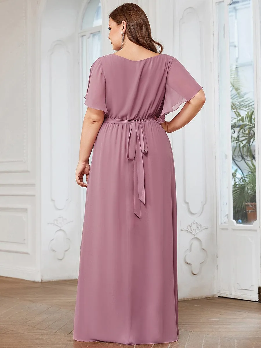 Flowy Pleated A-Line Chiffon Tie-Waist Bridesmaid Dress