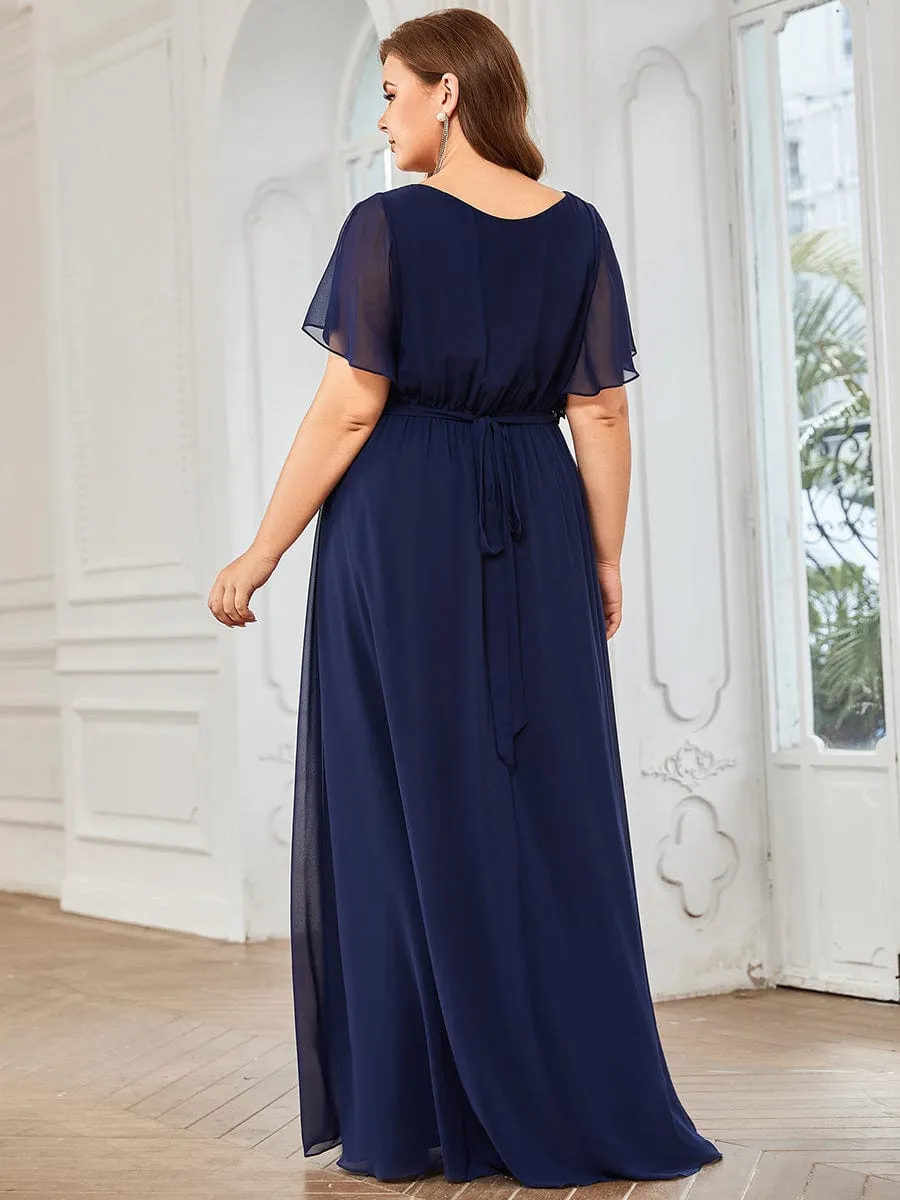 Flowy Pleated A-Line Chiffon Tie-Waist Bridesmaid Dress