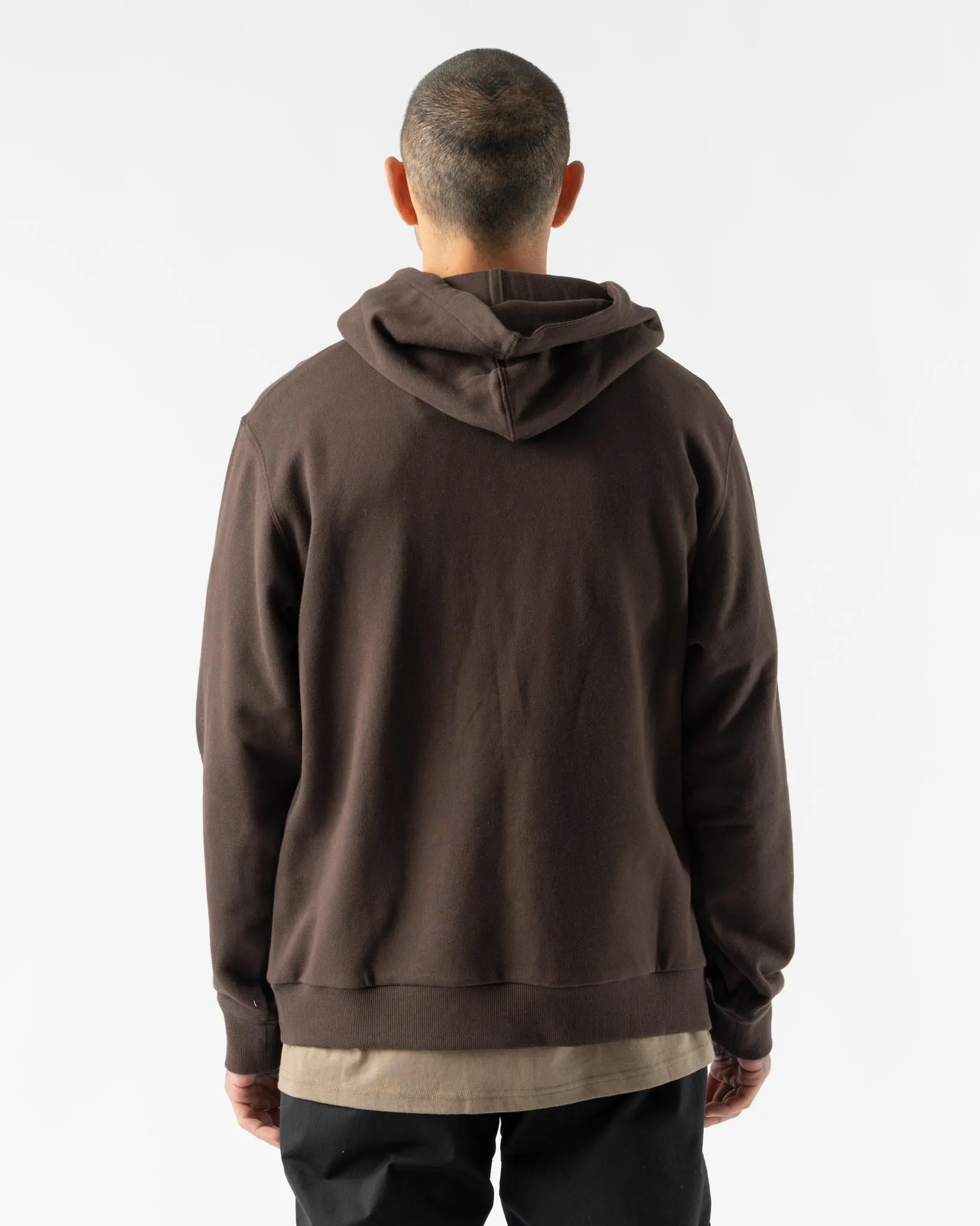 Gramicci One Point Hooded Sweatshirt in Deep Brown