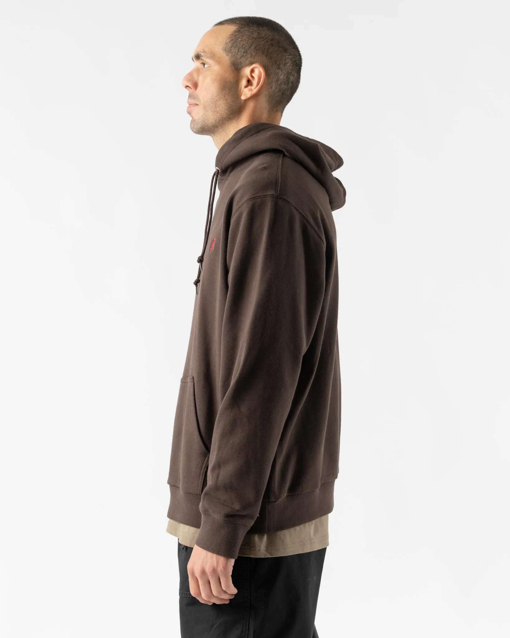 Gramicci One Point Hooded Sweatshirt in Deep Brown