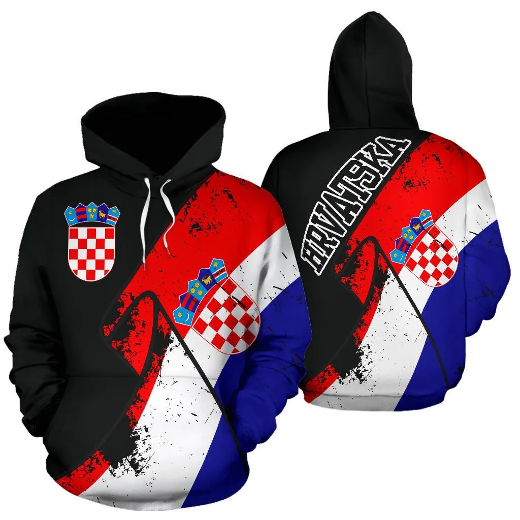 (Hrvatska) Croatia Special Grunge Flag Pullover Hoodie A7