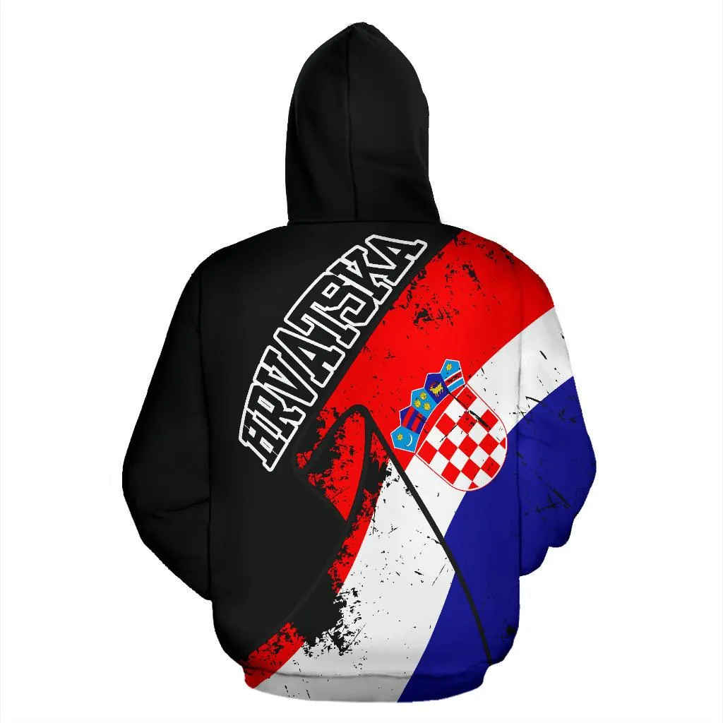 (Hrvatska) Croatia Special Grunge Flag Pullover Hoodie A7