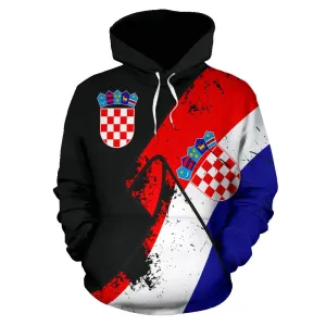 (Hrvatska) Croatia Special Grunge Flag Pullover Hoodie A7