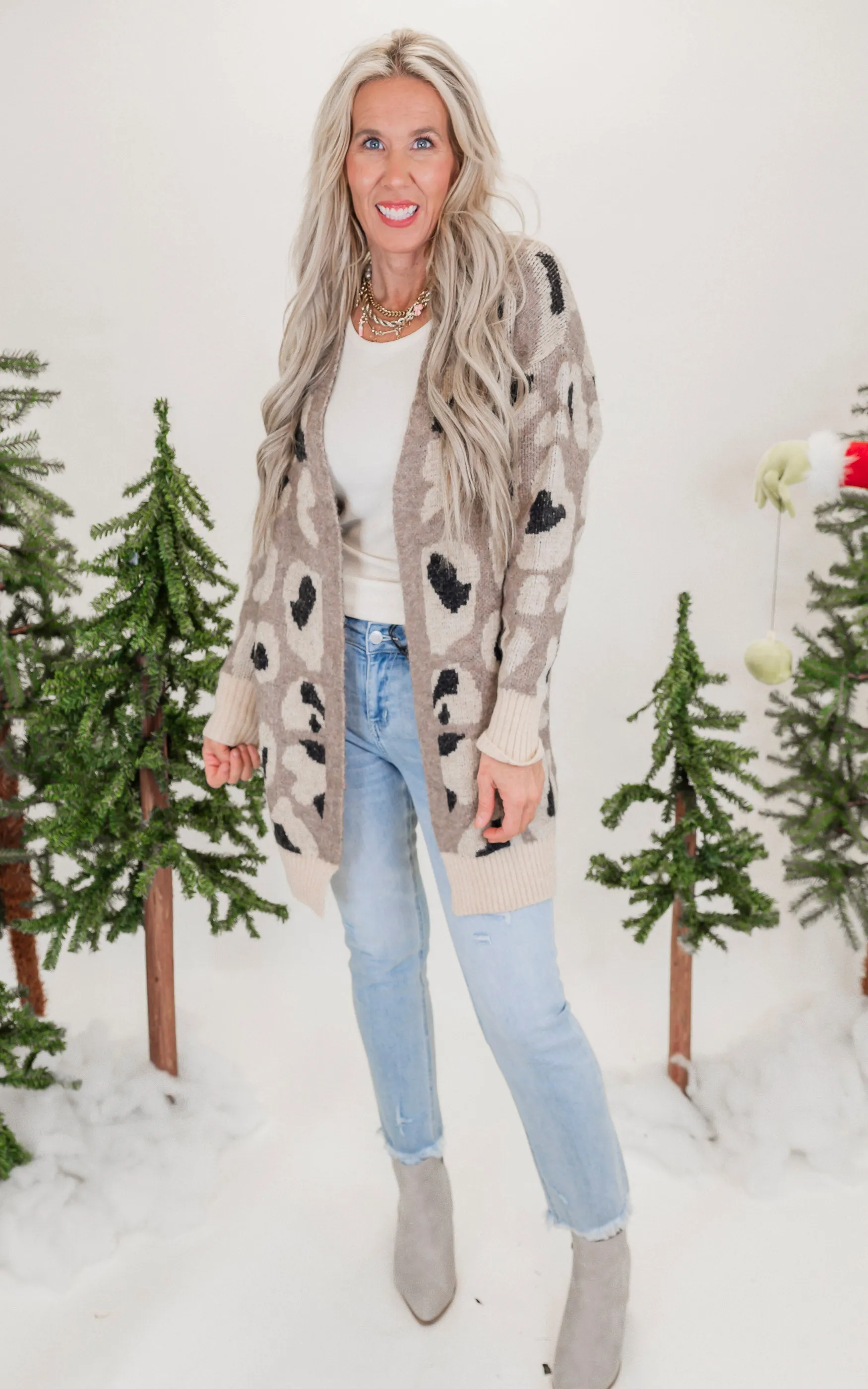 Khaki Faded Vintage Leopard Cardigan