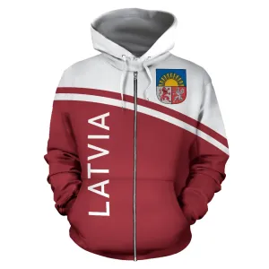 Latvia All Over Zip-Up Hoodie - Curve Version - Bn04