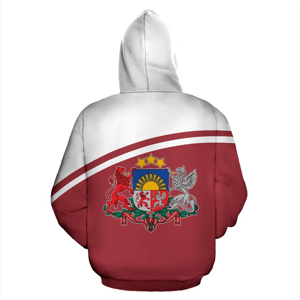 Latvia All Over Zip-Up Hoodie - Curve Version - Bn04