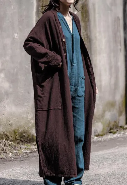 Long Linen Cardigan with Large Pockets | Lotus