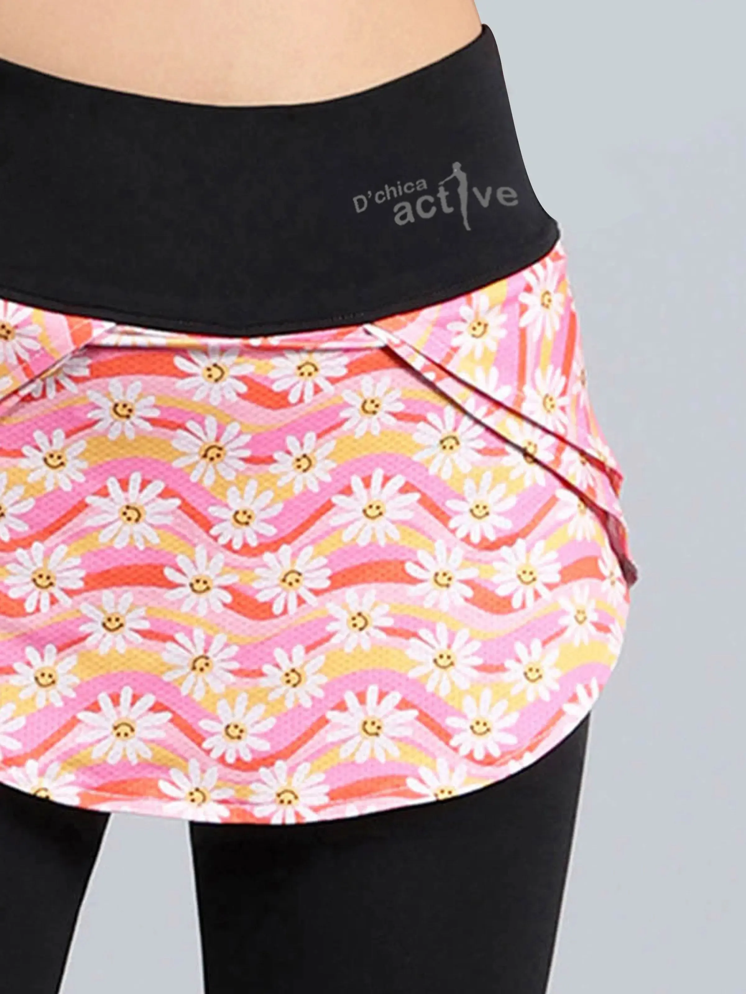 Overlapping Skirt With Leggings With Side Pocket | Flower Print Activewear