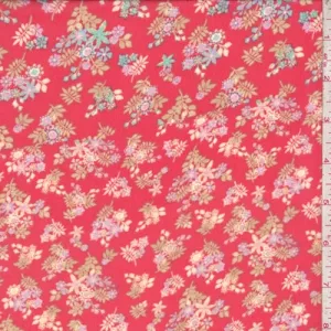 Pale Red Multi Mini Floral Chiffon Fabric