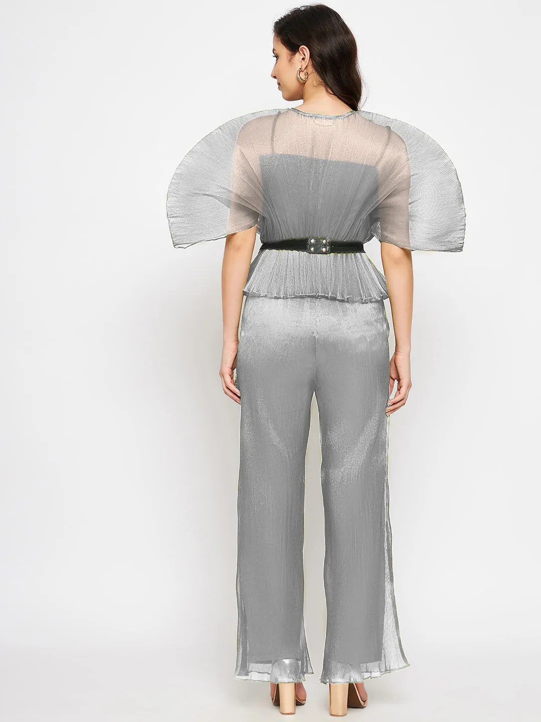 Pleated Top with Exaggerated Sleeves