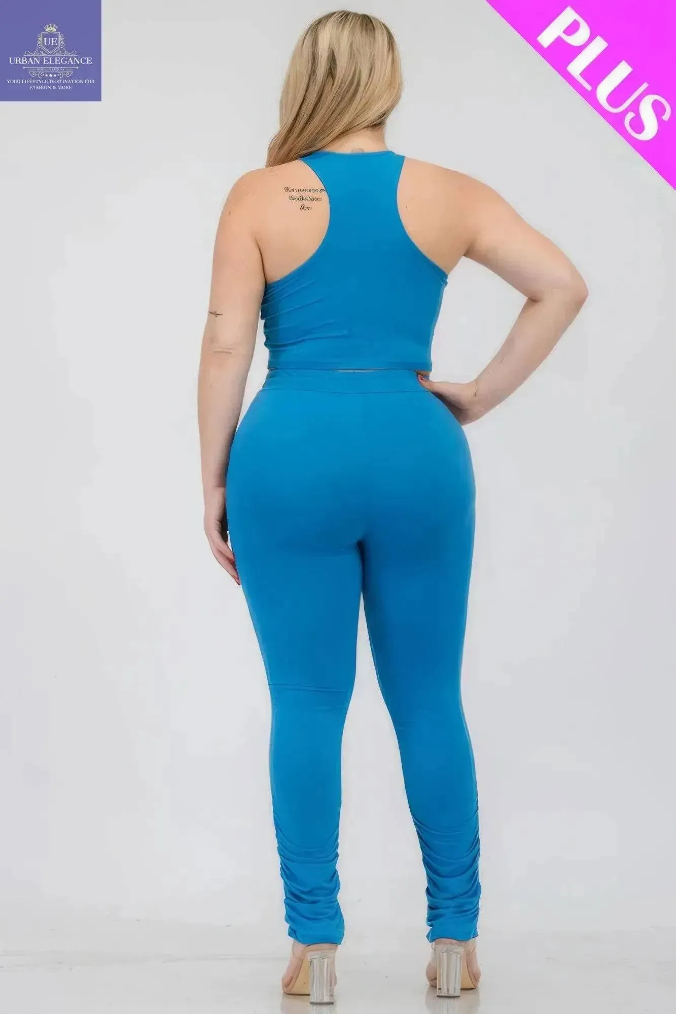 Plus Size Ibiza Blue Tank Top Set