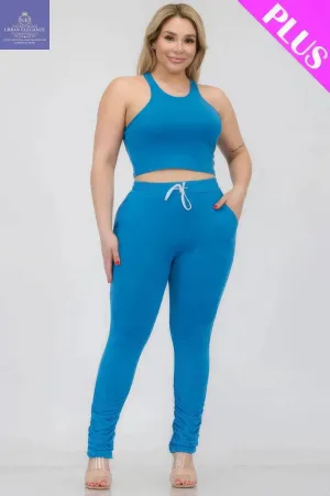 Plus Size Ibiza Blue Tank Top Set