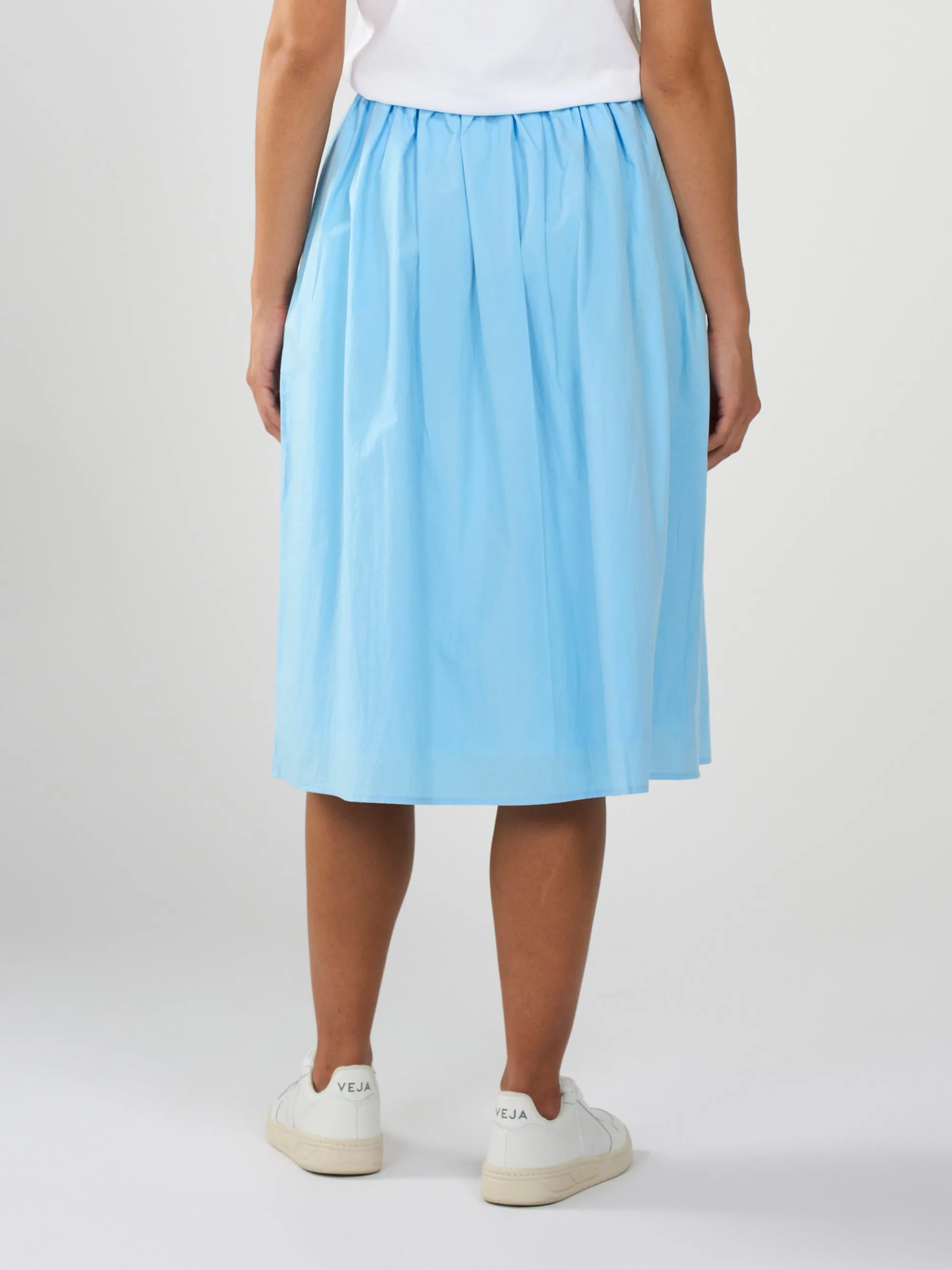 Poplin elastic waist skirt - Airy Blue