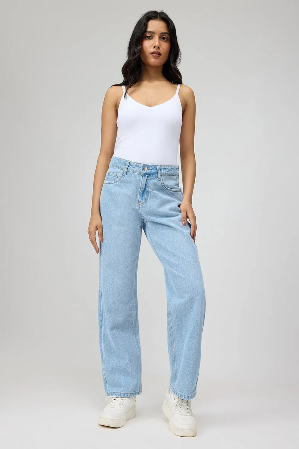 Powder Blue Straight Jeans