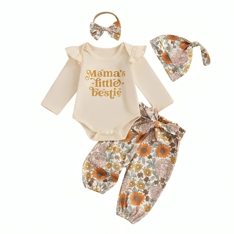 "Mama's Little Bestie" Floral Print Baby Set