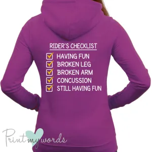 Rider's Checklist Funny Equestrian Hoodie