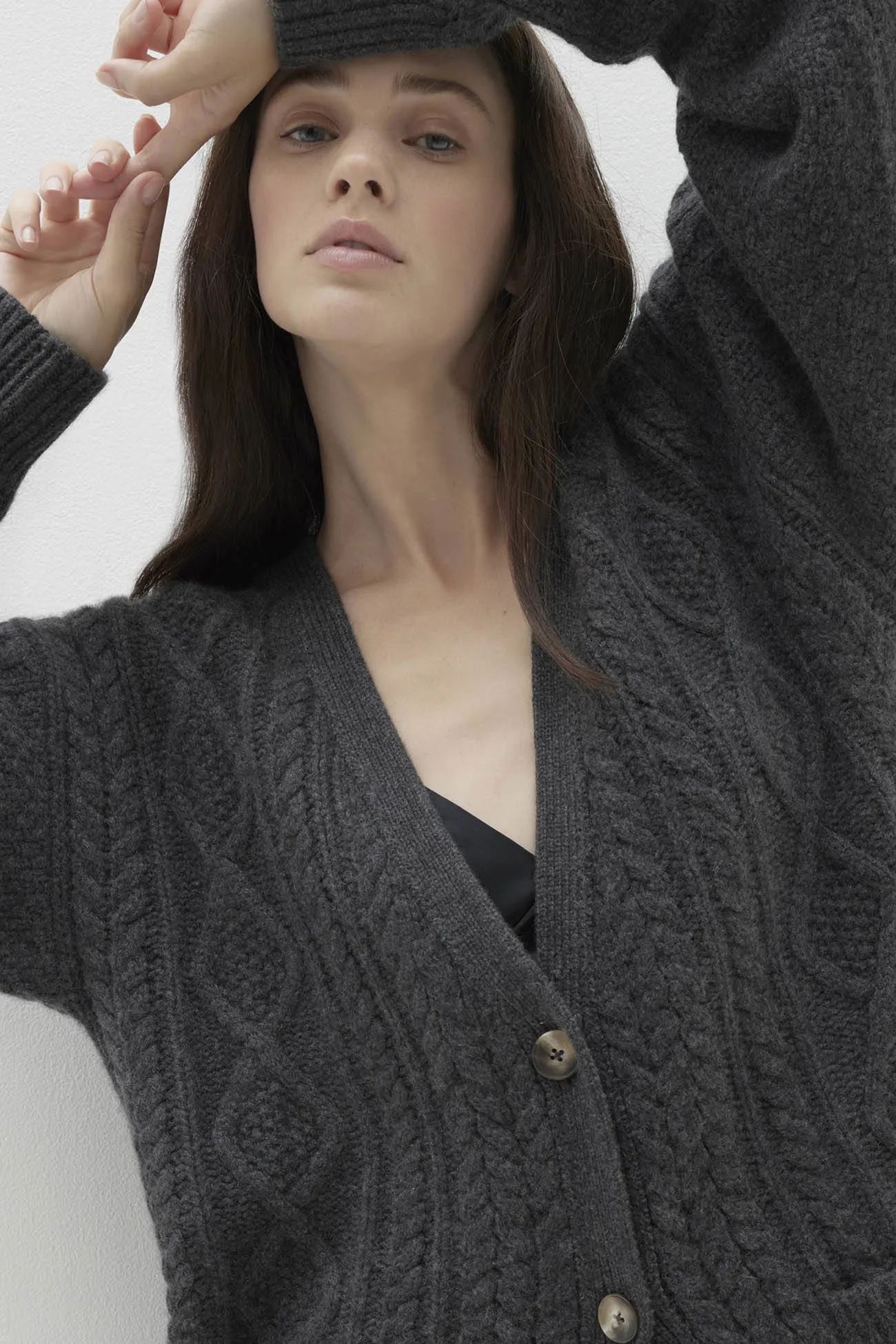 ROWENA CABLE KNIT CASHMERE CARDIGAN