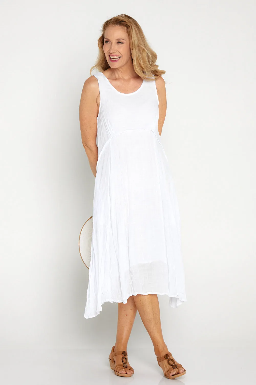 Sleeveless Waterhouse Dress - White