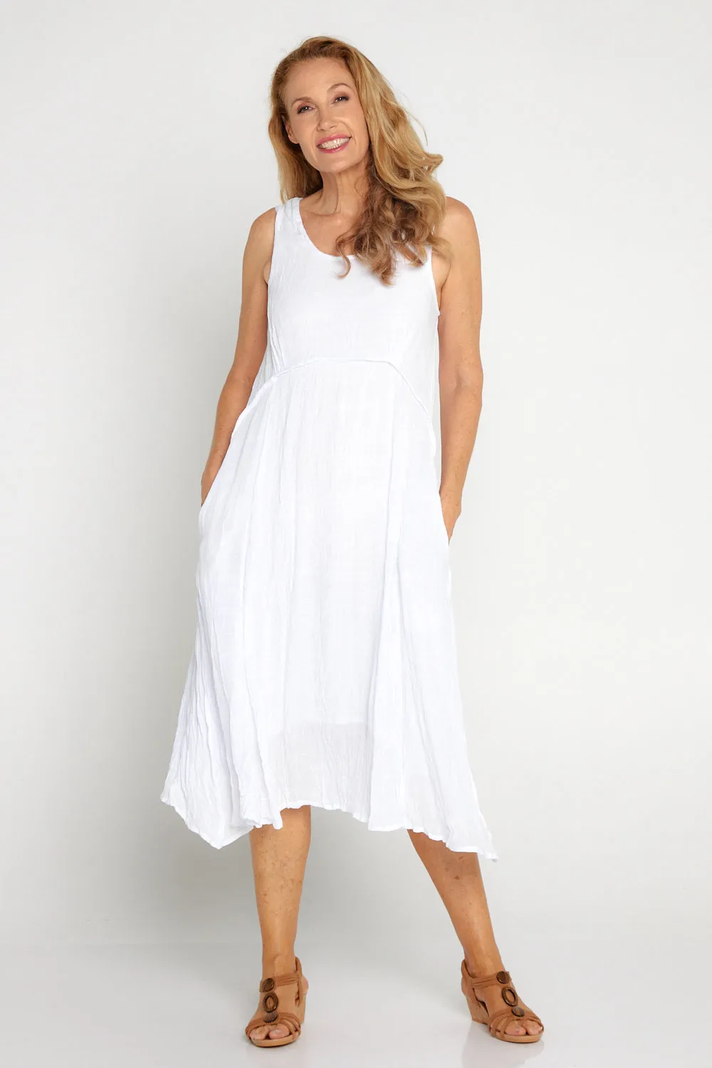 Sleeveless Waterhouse Dress - White