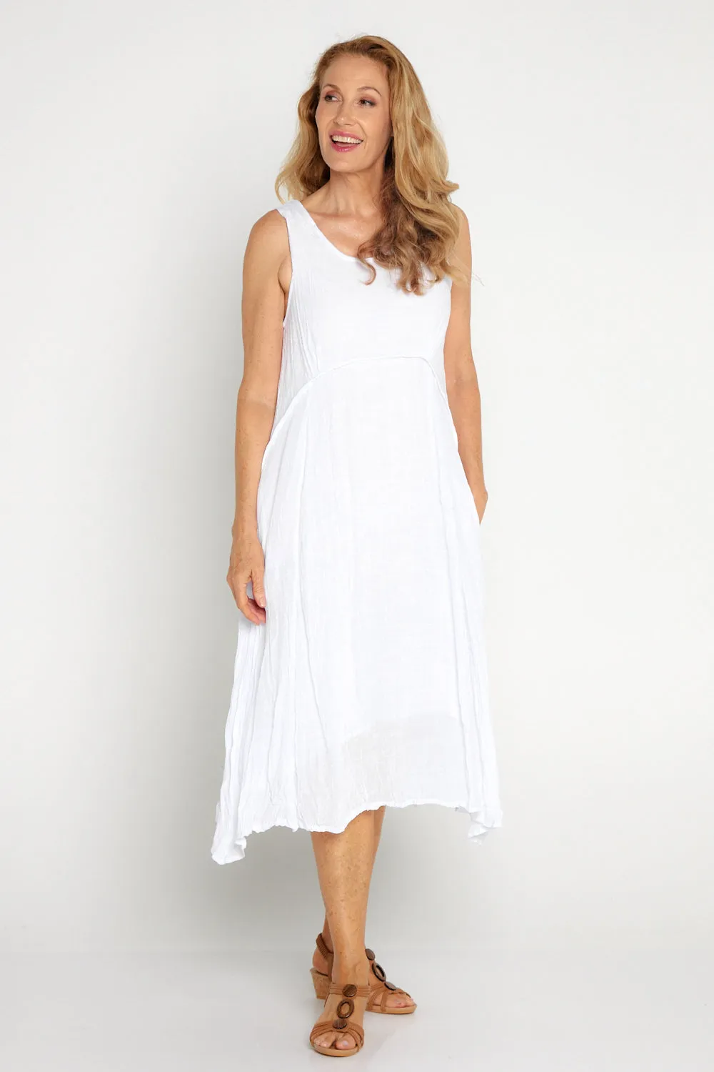 Sleeveless Waterhouse Dress - White