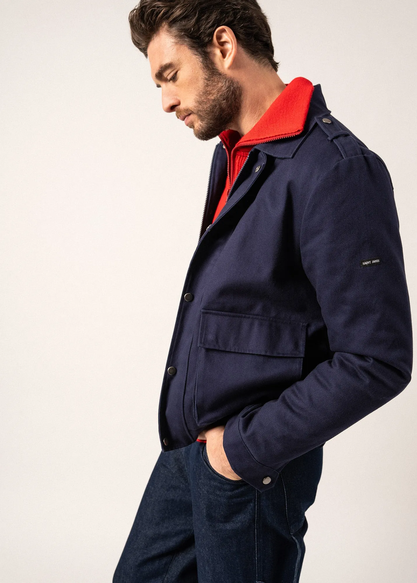 St Richard Cotton Jacket - with patch pockets (AMIRAL)