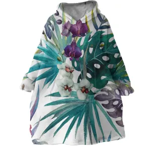 Tropical Orchids Wearable Blanket Hoodie