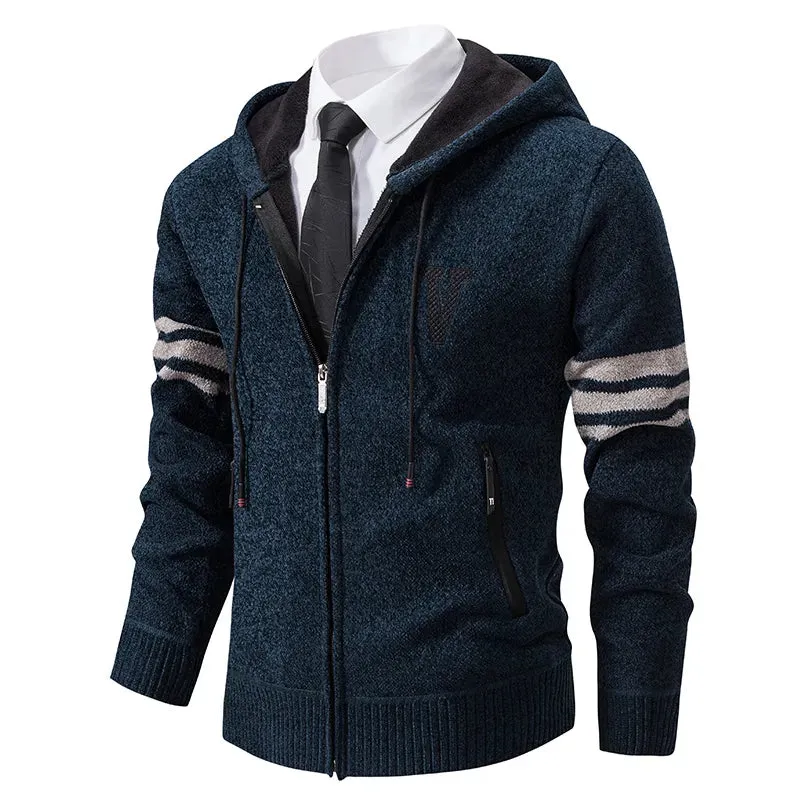 Turn Down Collar Thick Fleece Warm Slim Casual Cardigans Hoodies Coat Jacket