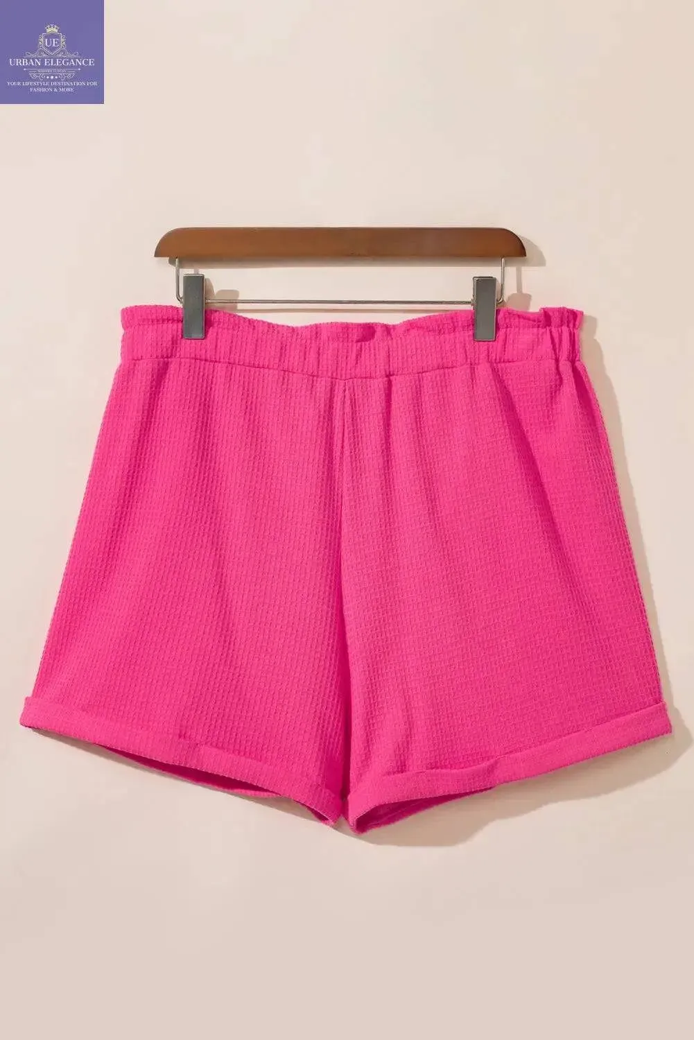 Vibrant Pink Plus Size Textured Shorts