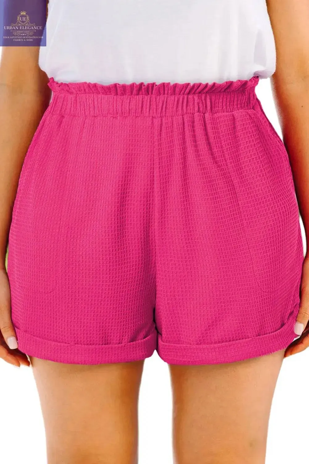 Vibrant Pink Plus Size Textured Shorts