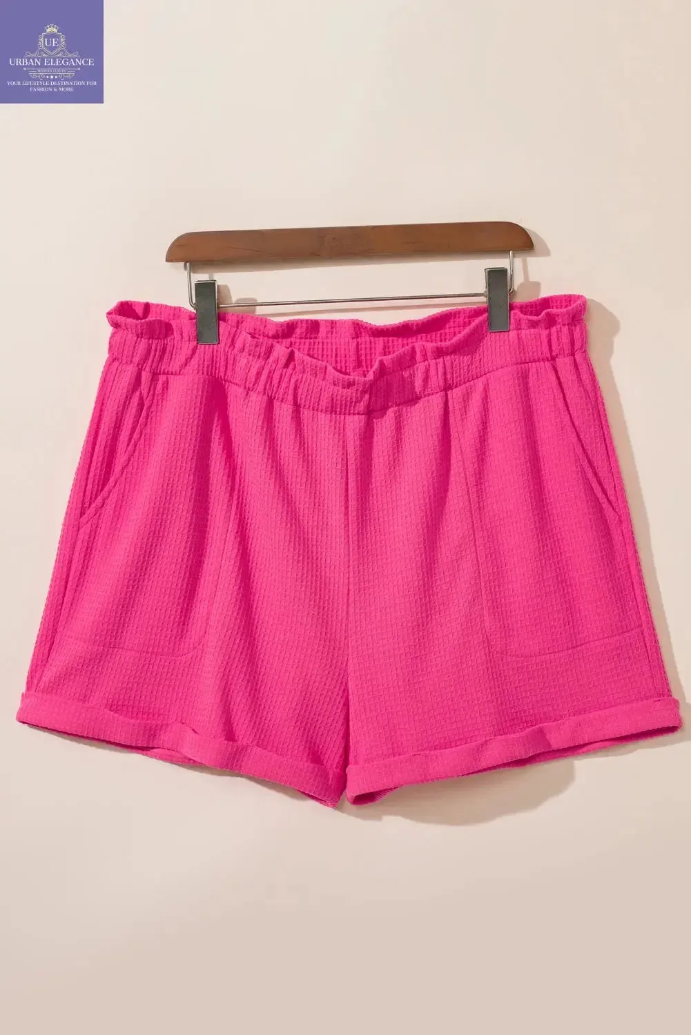 Vibrant Pink Plus Size Textured Shorts