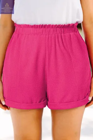 Vibrant Pink Plus Size Textured Shorts