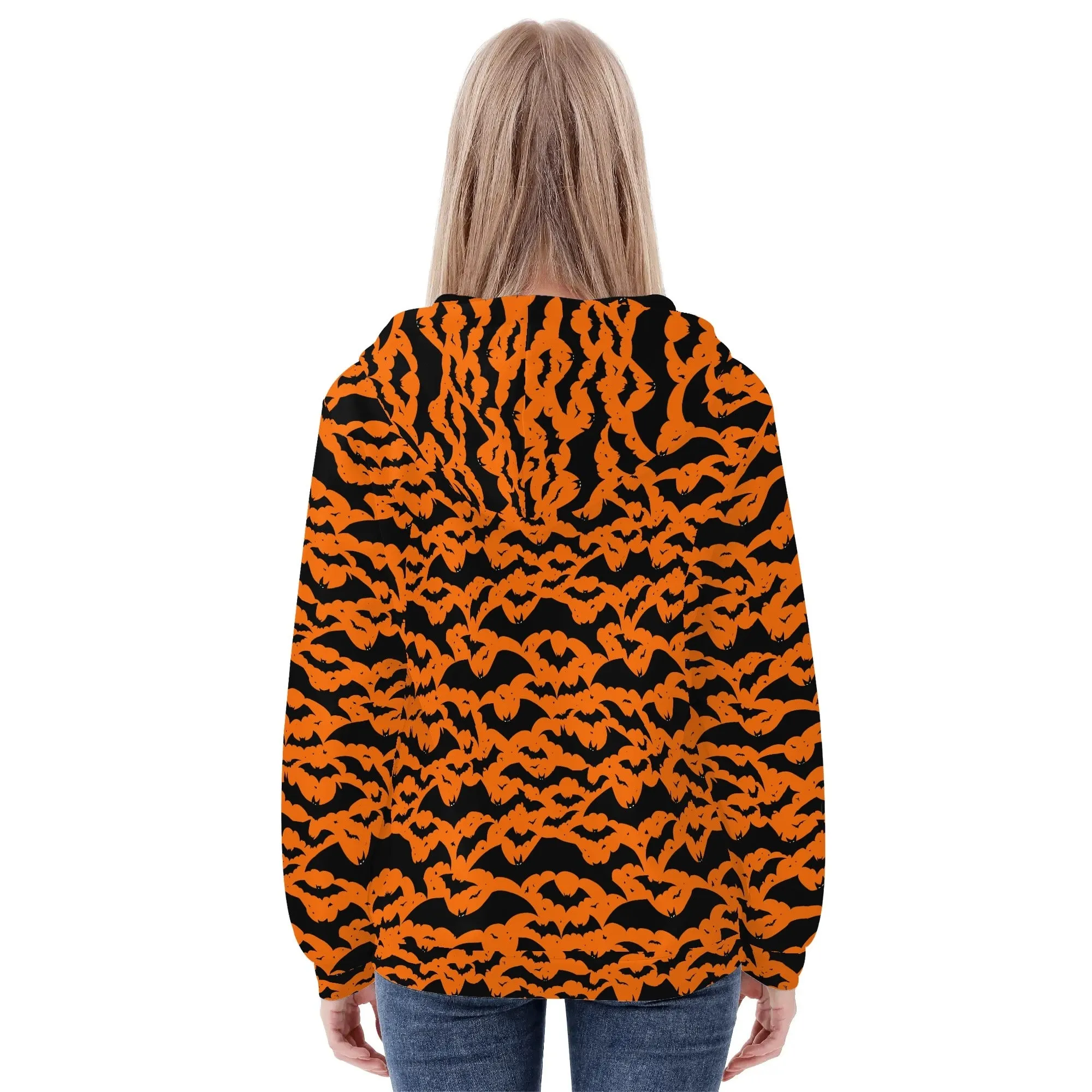 Womens Halloween Bats Classic Zip Up Hoodie