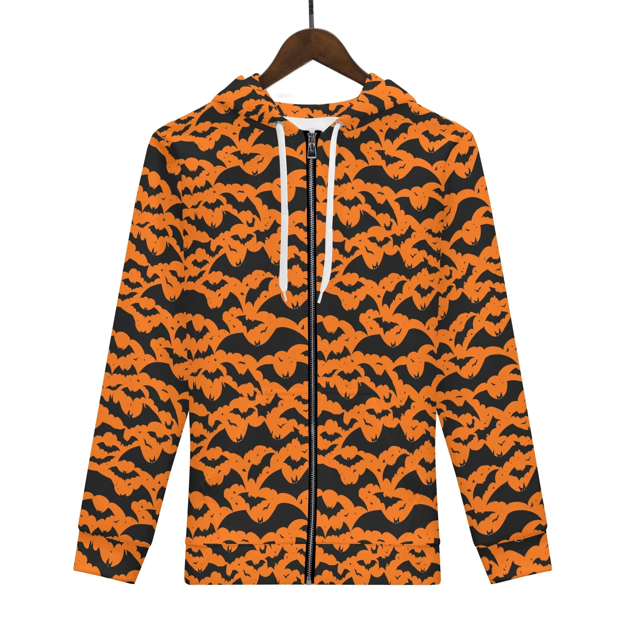 Womens Halloween Bats Classic Zip Up Hoodie