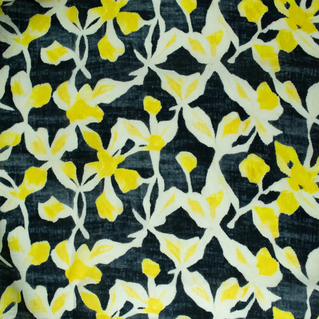 Yellow Iris Printed Linen