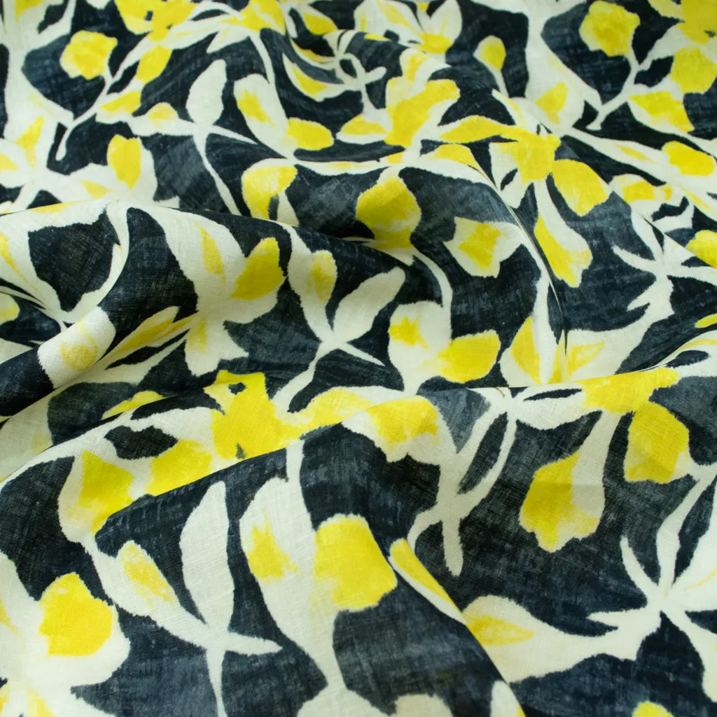 Yellow Iris Printed Linen