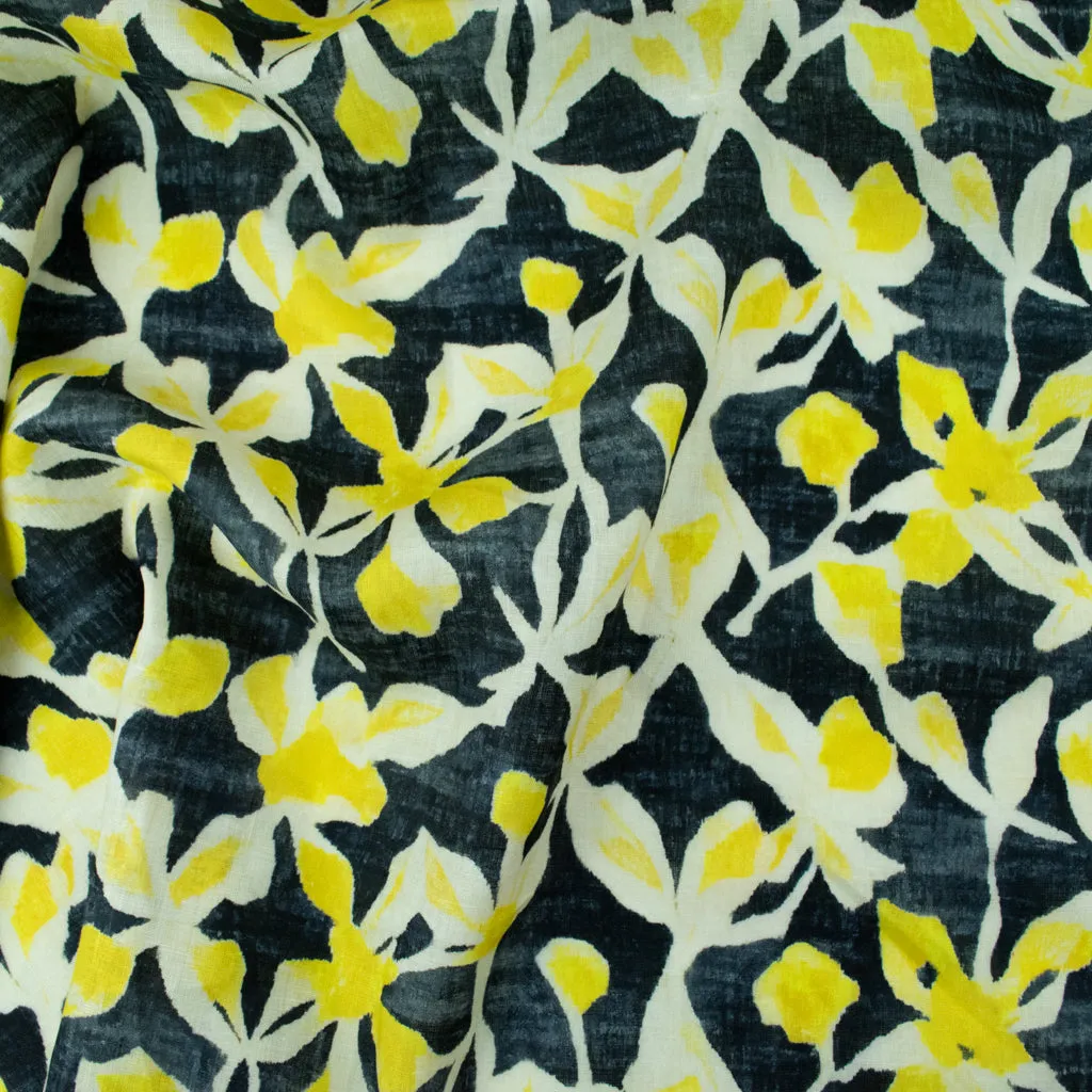 Yellow Iris Printed Linen